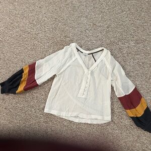 Fate White Crop Top with Colorful Sleeves